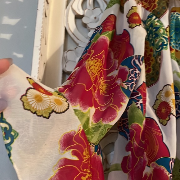 CLEARANCE….. Floral ruffle front and sleeve, bolero - Picture 2 of 4